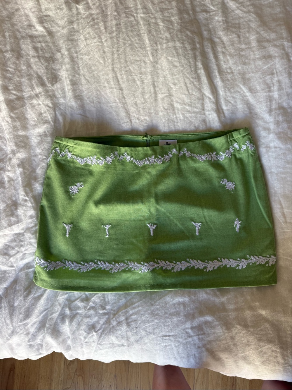 Yellow the Label Embroidered Green Mini Skirt